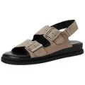 Tamaris Exclusive, TOUCH-IT aus Leder Keilabsatz Plateausandaletten Exclusive beige|schwarz 39 EU