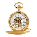 UMR RUHLA Taschenuhr Mechanic, Handaufzug, skelettiert, Edelstahl, Gold