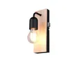 meineWunschleuchte Badezimmer Wandleuchte 1-flammig mit Schalter und Holz, Höhe 24cm