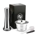 Wiederbefüllbare Kfee Kaffeekapsel aus Edelstahl Wiederverwendbare Refill-Kapsel Kaffeefilter für Caffitaly Tchibo Cafissimo ALDI Expressi Kaffeekapsel (Kaffeekapsel+kaffee-tamper)
