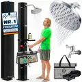 KESSER® Solardusche 40- 60 Liter Solar Gartendusche | warmes Wasser | max. 60°C | Inkl. Metall-Duschablage & Schutzhaube | Pooldusche Camping| Regenduschkopf und Wasserhahn Gartenschlauch-Anschluss