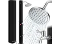 KESSER® Solardusche 40- 60 Liter Solar Gartendusche warmes Wasser max. 60°C Inkl. Metall-Duschablage & Schutzhaube Pooldusche Camping Regenduschkopf und Wasserhahn Gartenschlauch-Anschluss