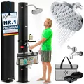 KESSER® Solardusche 40L Gartendusche, Solar Dusche für Garten & Pool mit warmem Wasser, Pooldusche ohne Strom, Regenduschkopf & Wasserhahn mit Gartenschlauch-Anschluss + Ablage, Schutzhaube & Tasche