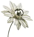 Gartenstecker Dekostecker Gartendekoration Blume white flower - silber - H 89 cm