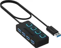 externer USB 3.0 HUB 4 Port + Buttons