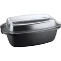 Kopf Bräter, Schwarz, Metall, Rechteckig, 22x17x40 cm, antihaftbeschichtet, Kochen, Töpfe, Bräter