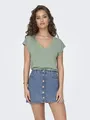 Only Damen Basic T-Shirt Top - OnlFree kurzarm Oberteil V-Ausschnitt - XXL