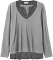 Sheego Damen Große Größen 2-in-1-Pullover mit Webeinsatz, in 2-in-1-Optik Businessmode klassisch V-Ausschnitt -