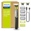PHILIPS OneBlade 360 Face & Body - elektrischer Rasierer, Trimmer & Bodygroomer, 3x 360 Klingen, 4x Trimmaufsätze (1/2/3/5 mm), 2x Körperaufsätze, Nass- & Trockenrasur für Gesicht & Körper (QP2834/31)