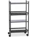 Relaxdays Rollregal Metall Schwarz Mit 4 Ablagen 81 cm x 25 cm x 50 cm