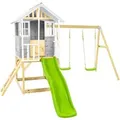 Zwerkules Spielhaus Valli 3 m. Rutsche u. Schaukel 352 x 370 x 277 cm Grau FSC®
