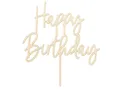 partydeco Tortenstecker, Cake Topper Happy Birthday Holz 16,5cm natur