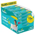 Pampers Fresh Clean Feuchttücher 15 Packungen mit 1200 stück (1er Pack), Grün 