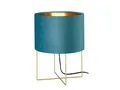 FISCHER & HONSEL LED Nachttischlampe Samt Lampenschirm Türkis Gold, Höhe 32cm, Dimmfunktion, LED wechselbar, Warmweiß, ausgefallen-e Design-er Stofflampe, Tischleuchte mit Metall-Fuß