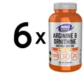 6 x NOW Foods Arginine & Ornithine, 500/250 - 100 caps (158,25 EUR/kg)