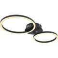 Globo Lighting Deckenleuchte Metall schwarz matt, Kunststoff opal, beweglich, 1 Ring DM:25cm, 1 Ring DM: 20,5cm, LxBxH: 490x247x72mm, inkl. LED 24W... - Silber