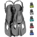 Khroom Schnorchelflossen verstellbar Flossen Erwachsene & Kinder | Kurze Taucherflossen & Flippers zum Schnorcheln Schwimmen Tauchen | leichte Schwimmflossen für Urlaub & Pool (Schwarz 37-41
