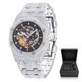Iced Out Automatik Uhr Herren Armbanduhr Herrenuhr Achteckig Luxus Datum Diamant