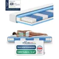 AM Qualitätsmatratzen 1000 Federn 7-Zonen Taschenfederkernmatratze, Federkernmatratze, Blau, Weiß, 1400 mm, 2000 mm, Deutschland - Blau/Weiß