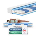 AM Qualitätsmatratzen 1000 Federn Taschenfederkernmatratze 140x200cm H3 24cm - Made in Germany & Oeko TEX Siegel - Federkernmatratze 140x200 mit Lyocell Bezug - 7 Zonen Matratze 140x200 H3