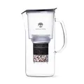 Lotus Vita TOYA Glas-Filterkanne Natura Plus - Wasser Karaffe mit Kartusche, Reduziert Kalk Chlor Blei durch Aktivkohle Ionentauscher, BPA-frei, Glas durchsichtig und Anthrazit Deckel