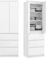 Home Collective Kleiderschrank, Garderobenschrank, Mehrzweckschrank 2-türig mit 3 Einlegeböden & 3 Schubladen | Schrank für Schlafzimmer, Flur oder Büro | Weiß