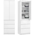 Home Collective Kleiderschrank, Garderobenschrank, Mehrzweckschrank 2-türig mit 3 Einlegeböden & 3 Schubladen | Schrank für Schlafzimmer, Flur o... - Weiß