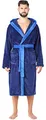 Ladeheid Herren Bademantel lang mit Gürtel LA40-221 (Dunkelblau/Blau, L)