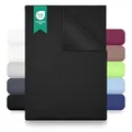 GREEN MARK Textilien Klassische Bettlaken – Flaches Laken aus 100% Baumwolle, ohne Gummi, hautfreundlich, pflegeleicht, bei hohen Temperaturen waschbar - Schwarz - 180x275 cm