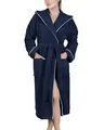 LAYNENBURG Bademantel Damen Frottee - Kapuze - Lang - 100% Baumwolle (360g/m2) - OEKO TEX Standard 100 - Größe (3XL, Blau)