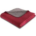 Biederlack Wohndecke Duo Cotton Melange  dunkelrot-anthrazit 150 x 200 cm