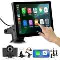 VEVOR kabelloses Autoradio (228,6 mm) HD-Radio mit Touchscreen mit Apple CarPlay & Android Auto, CarPlay-Bildschirm mit Front- und Rückfahrkameras