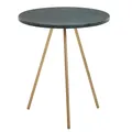 FineBuy Beistelltisch Echter Marmor Grün 38x38x44cm Anstelltisch Metall Gold, Kleiner Dreibein Sofatisch Rund, Wohnzimmertisch Couch Modern, Couchtisch Hoch