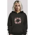 Kapuzenpullover F4NT4STIC "Rosa Frühlings Blumenkranz Dekor", Damen, Gr. L, schwarz, Obermaterial: 65% Baumwolle, 35% Polyester, casual, relaxed fit, Langarm, Pullover, Premium Qualität