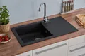 Einbauspüle Küchenspüle Spüle Granit Mineralite 78 x 44 Schwarz Respekta Denver