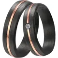 Trauring DOOSTI "Schmuck Geschenk CARBON Trauring Ehering Partnerring LIEBE" Gr. 56, rosa (schwarz, roségoldfarben), Fingerringe, 56, ohne Zirkonia, Carbon, 5mm, wahlweise mit oder ohne Zirkonia
