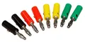 McPower Bananenstecker-Set 4 mm | 8-teilig | Druckfeder & Querloch | 4 Farben (Schwarz, Rot, Grün, Gelb) | Schraub-/Lötanschluss, 23 mm Hülse