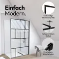 Duschwand MARWELL in modernem Design 120 x 195 cm - Trennwand aus Glas mit matt schwarzen Wandprofil - mit Einscheibensicherheitsglas