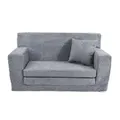 FORTISLINE Kindersofa aus Teddy-Stoff, ausklappbar, 83x43x47 cm, Kindercouch aus Schaumstoff mit abnehmbarem Bezug, Oeko-TEX, hergestellt in der EU, Grau