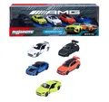 Majorette Set mit 5 Mercedes AMG Autos, 7,5 cm, dekorierte Sammelbox, Spielzeugf
