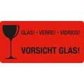 EICHNER Warnetiketten rot "Vorsicht Glas!" 100,0 x 50,0 mm, 250 Etiketten
