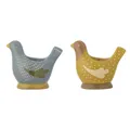 Bloomingville Birdy Eierbecher, Blau/Gelb, Steingut, 2er Set, dänisches Design