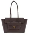 COCCINELLE Double Beat Grained Leather Handbag Brunette dunkelbraun
