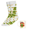 THE MANDALORIAN Kind Grogu Tasse & Socken Geschenkset - Offiziell lizenziertes Baby Yoda Keramiktasse & Unisex-Socken-Set für Star Wars-Fans, Neuheitsgeschenk