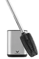 WEISSENSTEIN Klobürste Silikon - Flach & Flexibel - Toilettenbürste und Behälter - Stehend oder zur Wandmontage ohne Bohren - Schwarz - Halterung aus Edelstahl - Toilettenbürstengarnitur