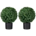 2er Set Künstliche Buchsbaum 52cm Kunstpflanze, Runde Fake Plant Buchsbaum Im Topf, Künstliche Pflanzen Wie Echt Für Wohnzimmer Schlafzimmer Büro Deko - Homcom