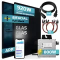 SUNNIVA 920W Balkonkraftwerk BIFAZIAL FULLBLACK komplett Steckdose Beny 800 Watt Wechselrichter, PV Solaranlage Komplettset, 2x 460W N-Type Glas-Glas Bifacial Solarmodule, 5m Kabel & 4x 1m Solarkabel