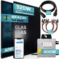 SUNNIVA® 920W Balkonkraftwerk BIFAZIAL FULLBLACK komplett SteckdoseBeny 800W Wechselrichter, PV Solaranlage, 5m Kabel
