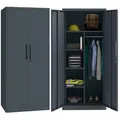 STEELSØN Regulus Metallschrank abschließbar – Garderobenschrank mit 6 Fächern und 1 Kleiderstange – Spind Schrank mit Doppeltüren – Mehrzweckschrank Anthrazit – Kleiderschrank Metall 175x40x80 cm