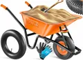 MASKO® Schubkarre Bauschubkarre Gartenschubkarre 100 Liter 250kg Luftreifen mit Stahlfelge + Ersatzschlauch Schubkarrenschlauch, verzinkt Stahlrahmen Garten Karre Schiebkarre Transportkarre Handschuhe